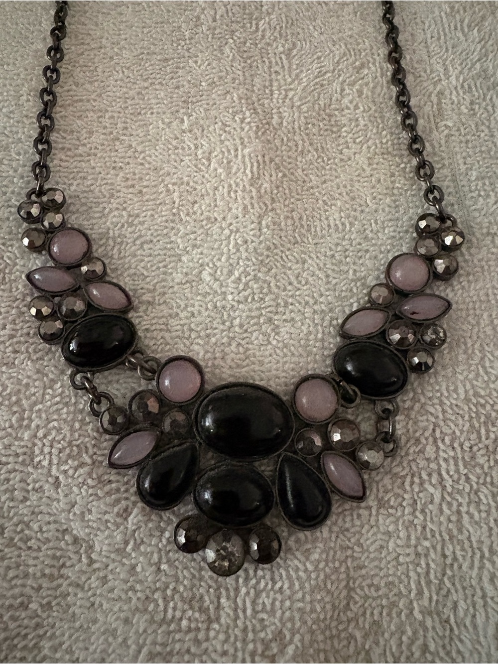 Statement Black and Lilac Stone Bib Necklace